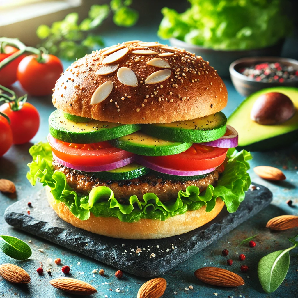 برغر نباتي بخبز اللوز هو الخيار المثالي لمن يتبعون نظامًا غذائيًا نباتيًا أو حمية الكيتو. إذا كنت تبحث عن وجبة لذيذة وصحية تناسب احتياجاتك الغذائية، فإن خبز البرغر باللوز من متجر كلنز أند غلو يقدم لك كل ما تحتاجه لتحقيق التوازن بين الطعم والصحة.
