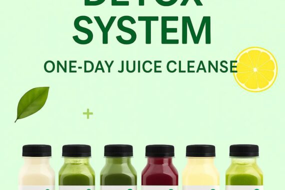 Liver Detox System box with six natural cold-pressed juices for one-day liver cleanse from Cleanse & Glow
